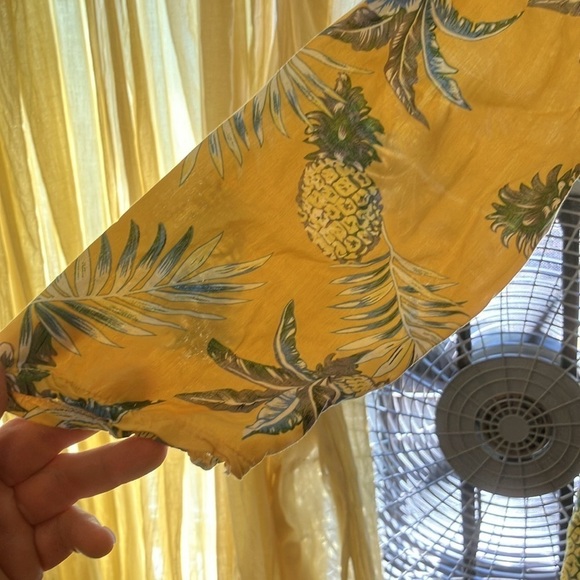 🌈 Lightweight tunic with tropical print and pom-poms perfect beach cover-up L - Picture 5 of 8